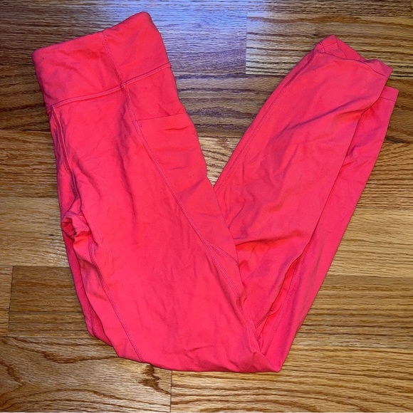 Athleta girl stash your treasures leggings fiery coral color size XL / 14 - Picture 2 of 9